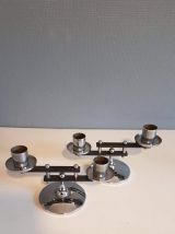 bougeoirs métal noir et chromé des années 50