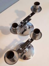bougeoirs métal noir et chromé des années 50