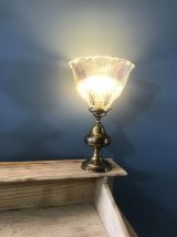 Lampe fleur 1960 vintage en métal doré et verre