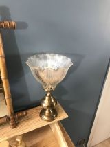 Lampe fleur 1960 vintage en métal doré et verre