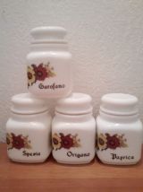 4 Pots à épices vintage en opaline