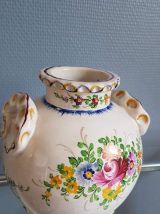 vase pot ancien décor floral des années 50