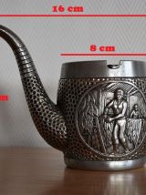 Cendrier Pipe vintage en métal argenté