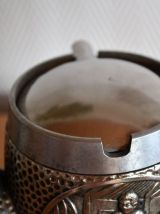 Cendrier Pipe vintage en métal argenté