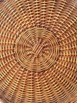 plateau de service rond en osier tressé, vintage