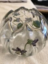 Vase boule aumônière art nouveau  cristal émaillé 