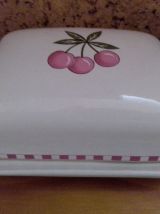 BEURRIER- céramique décor  cerises