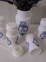  Lot de 5 pots vintage en opaline  des années 