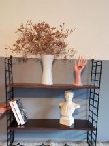 étagère murale 2 planches  bois sombre et structure métal