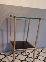 tablette verre et métal doré 2 plateaux