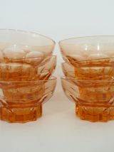 Lot de 6 coupelles anciennes en verre pressé rose