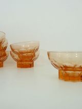 Lot de 6 coupelles anciennes en verre pressé rose