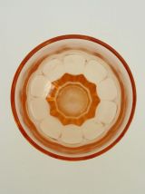 Lot de 6 verres anciens, verre pressé rose, apéritif 