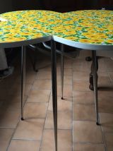 table fleur rabattable - formica décor fleur - vintage a