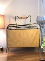 Porte revues en skaï jaune et métal - Vintage