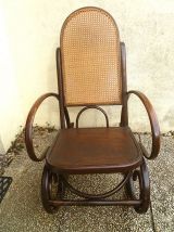 Rocking chair ancien bois courbé et cannage