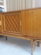 ENFILADE BOIS ET ROTIN  " VINTAGE 50 " 