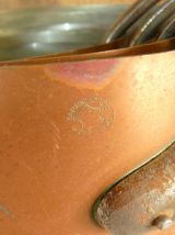Lot de 5 casseroles " Fabrication française " en cuivre 