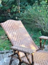 Chaise longue en osier et rotin année 30