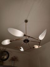 lustre vintage Arlus Lunel avec 5 tulipes opaline 