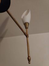 lustre vintage Arlus Lunel avec 5 tulipes opaline 