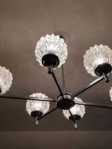 lustre vintage années 70 6 feux en verre taillé 