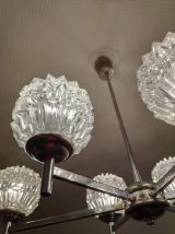lustre vintage années 70 6 feux en verre taillé 