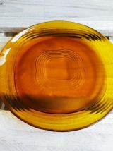 Lot de 6 assiettes plates Duralex ambrées marron, années 70