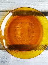 Lot de 6 assiettes plates Duralex ambrées marron, années 70