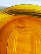 Lot de 6 assiettes plates Duralex ambrées marron, années 70