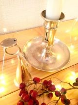 Paire de bougeoirs "rat de cave" en laiton