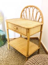 Table de chevet ou d'appoint en rotin &amp; bambou