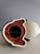 lampe ours vintage en céramique marron et globe opaline 