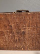 valise en bois ancienne avec plaque nominative