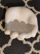 vide-poche main en céramique blanche