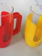 Deux porte verres et leurs verres marque Esso 