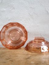 Boîte art déco en verre rose