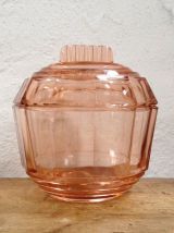 Boîte art déco en verre rose