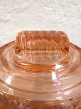 Boîte art déco en verre rose