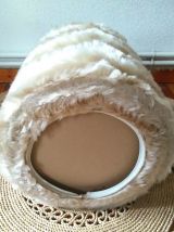 Pouf moumoute beige - Années 70