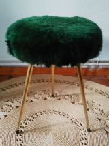 Duo pouf et tabouret moumoute - Années 70