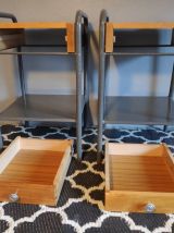 paire de chevets d'internat des années 50 métal gris et bois