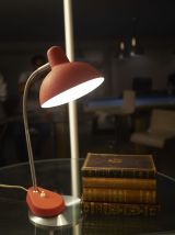Lampe années 50 métal granité orange et chrome