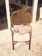Fauteuil bambou dossier en rotin