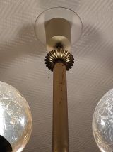 lustre 3 globes verre fumé et craquelé