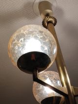 lustre 3 globes verre fumé et craquelé