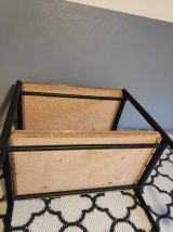 desserte 2 plateaux formica marron sur roulettes