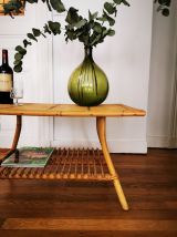 Table basse rotin et bambou vintage