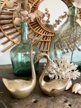 Duo de 2 cygnes ou canards en laiton vintage