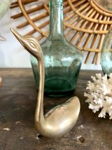 Duo de 2 cygnes ou canards en laiton vintage